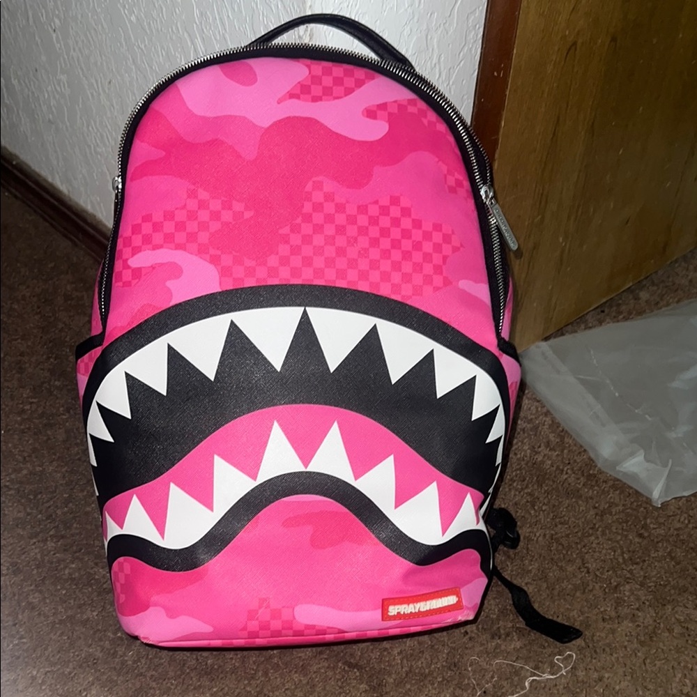 Sprayground Pink Camo Shark Backpack